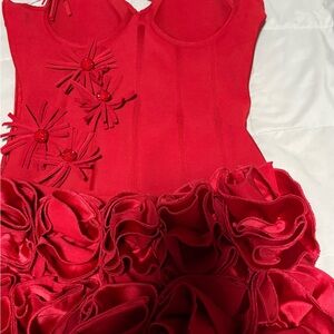 Elegant Red Kids Dress with Floral Accents